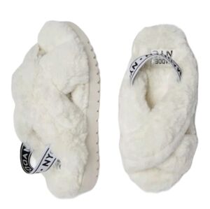 Madden Fur Cross and Platform Shoes Size 8 White